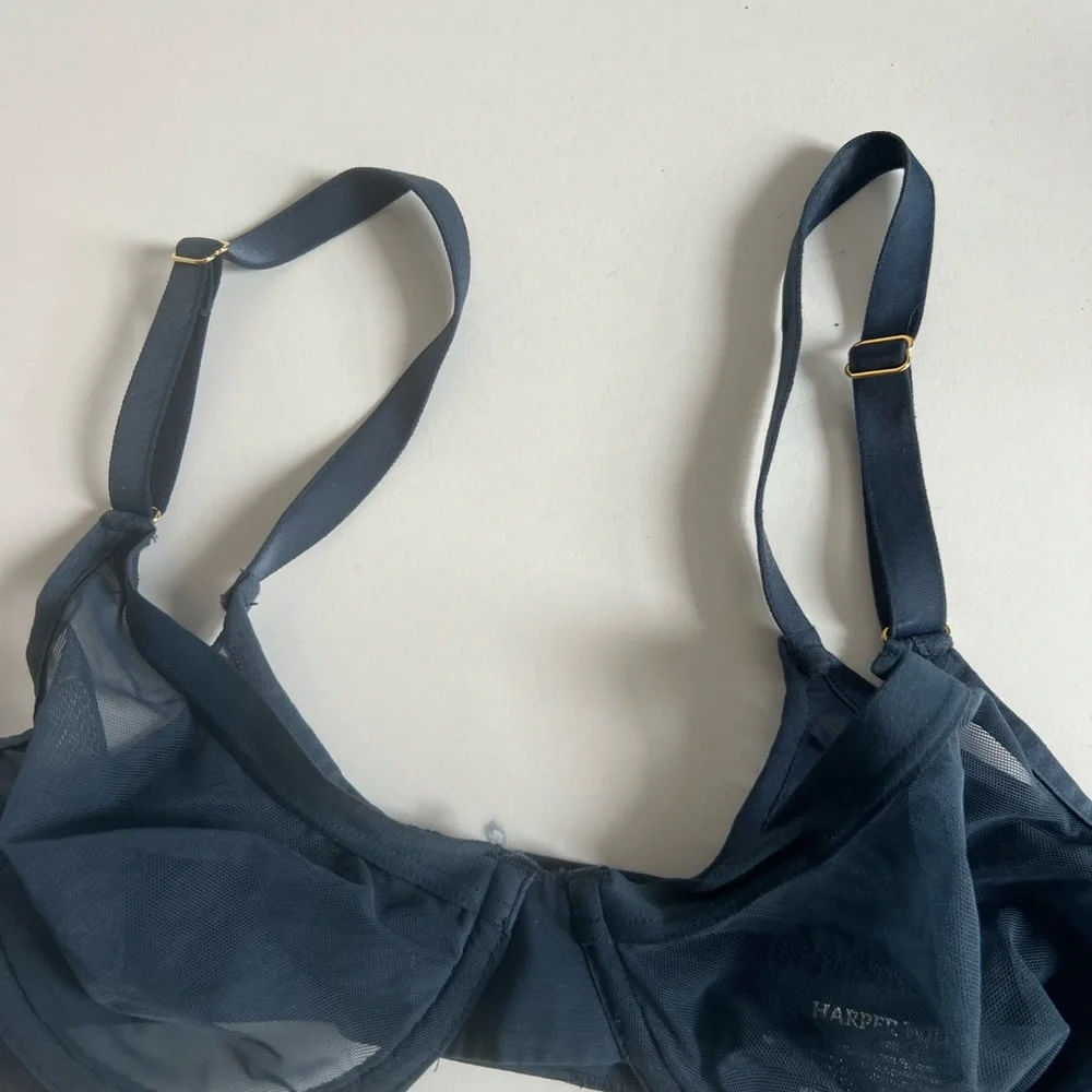 Harper Wilde luxe sheer bra, underwire, navy, size 32B - Picture 5 of 9